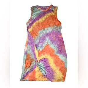 SHEIN Rainbow Tie-Dye Mini Dress Size XL